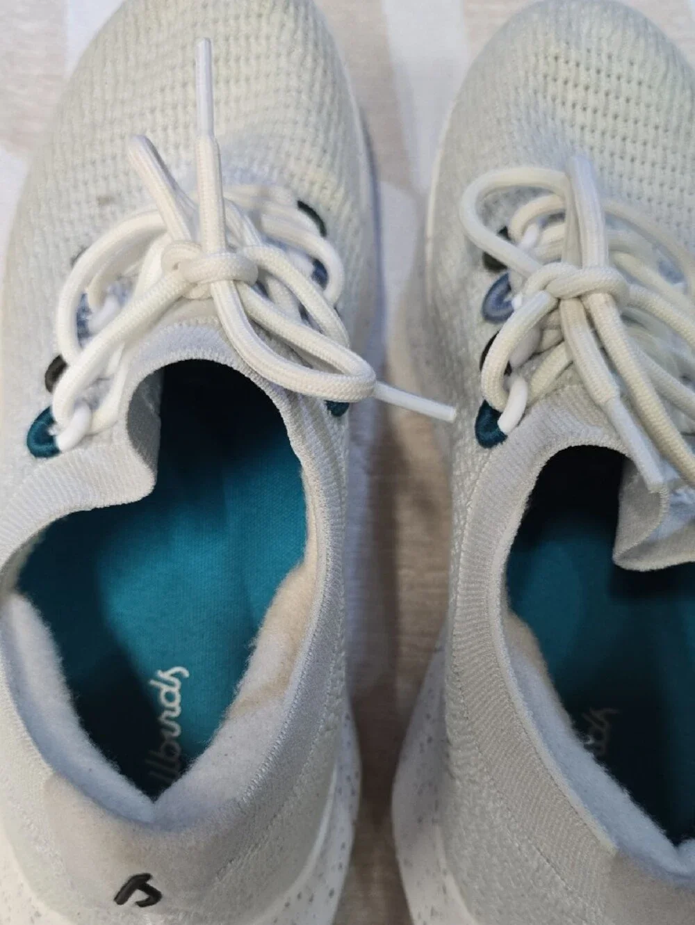 allbirds Kids Wool Runner - White with Teal Insole